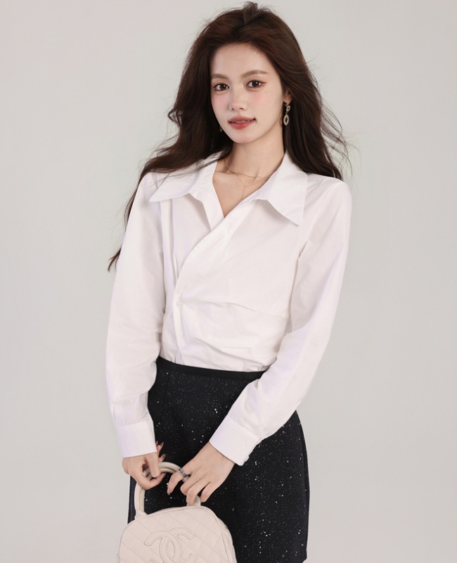France style tops asymmetry shirt for women