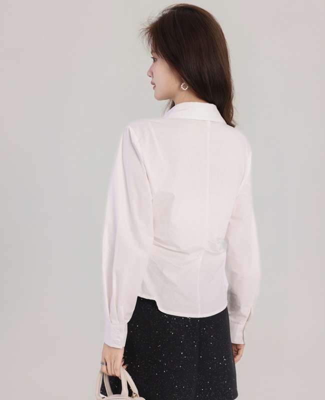 France style tops asymmetry shirt for women
