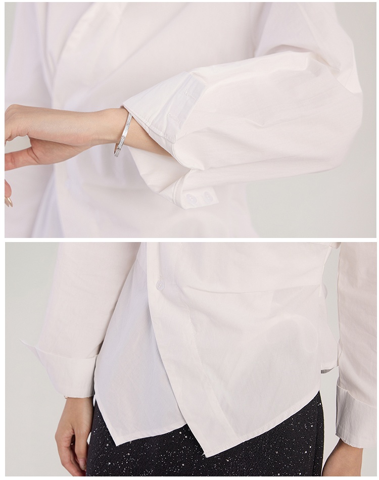 France style tops asymmetry shirt for women