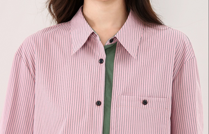 Autumn tops vertical stripes shirt for women