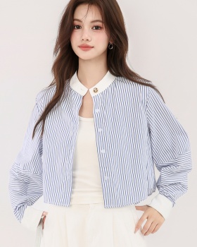 Stripe Casual niche tops France style profession shirt