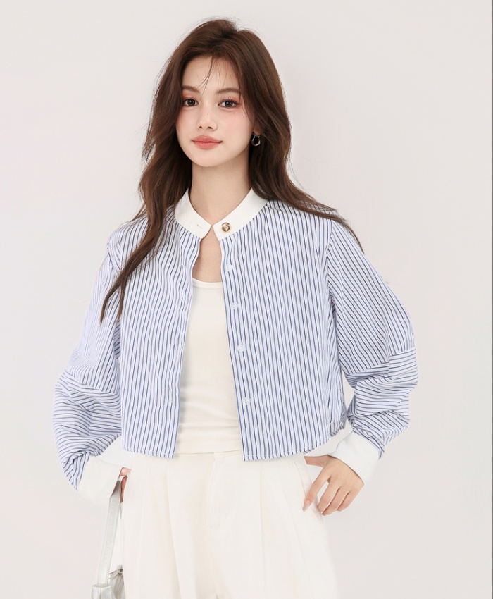 Stripe Casual niche tops France style profession shirt