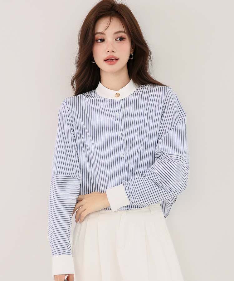 Stripe Casual niche tops France style profession shirt
