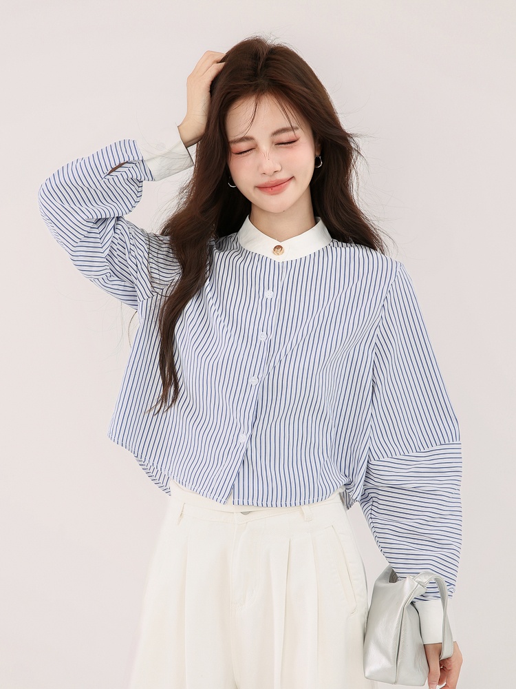 Stripe Casual niche tops France style profession shirt