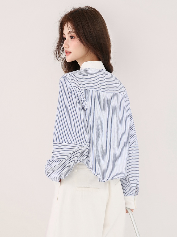 Stripe Casual niche tops France style profession shirt