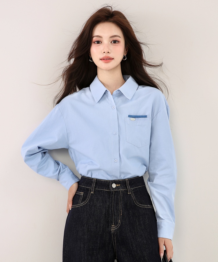 Autumn long sleeve shirt pure cotton simple tops