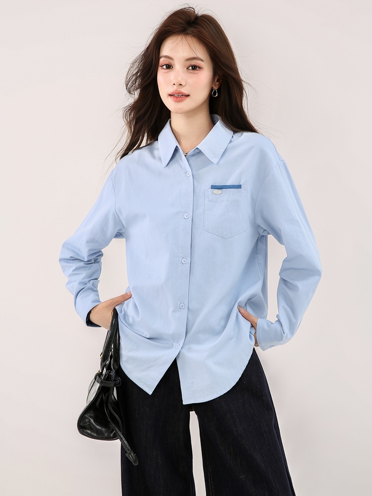 Autumn long sleeve shirt pure cotton simple tops