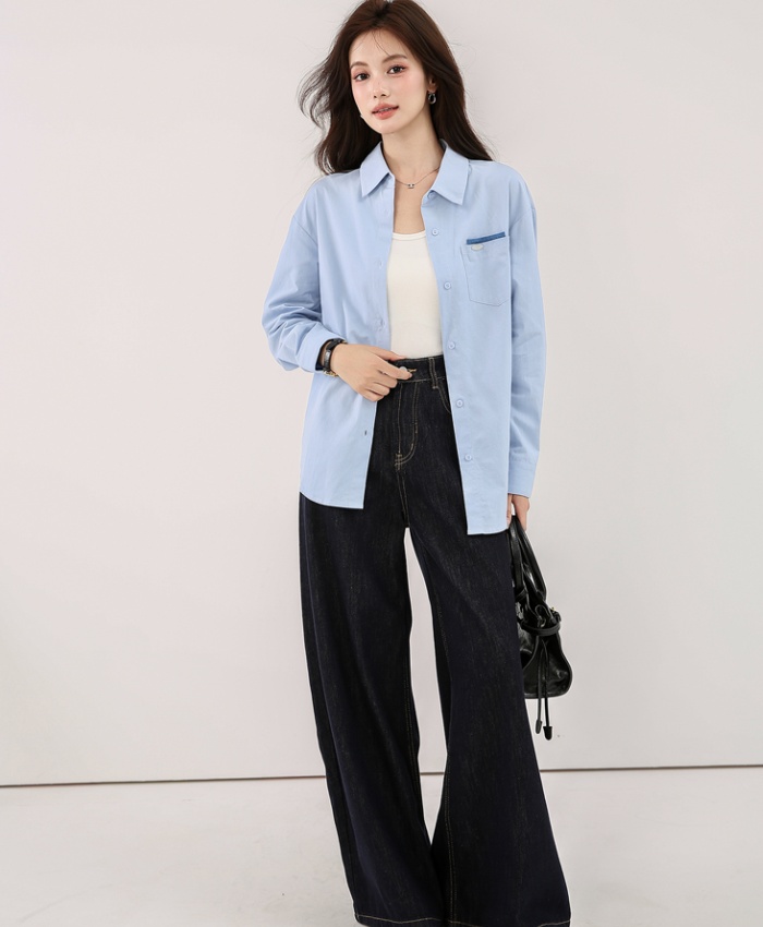 Autumn long sleeve shirt pure cotton simple tops