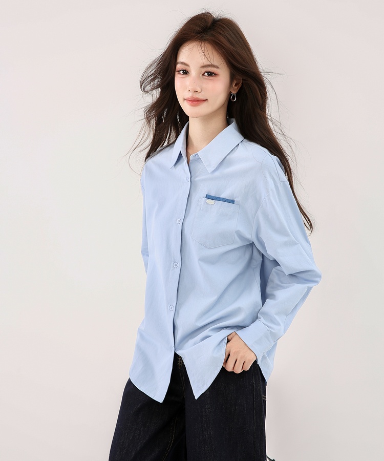 Autumn long sleeve shirt pure cotton simple tops