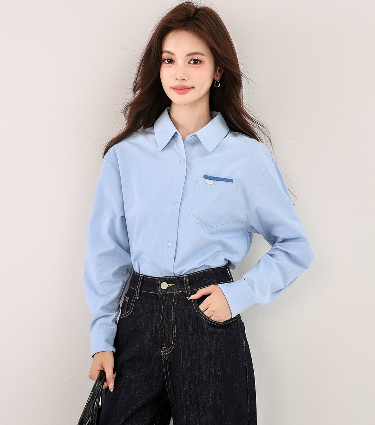 Autumn long sleeve shirt pure cotton simple tops