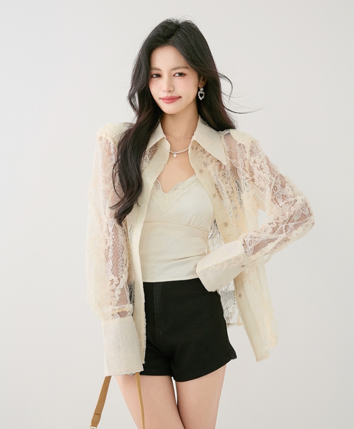 Autumn long sleeve lace shirt temperament speaker small shirt