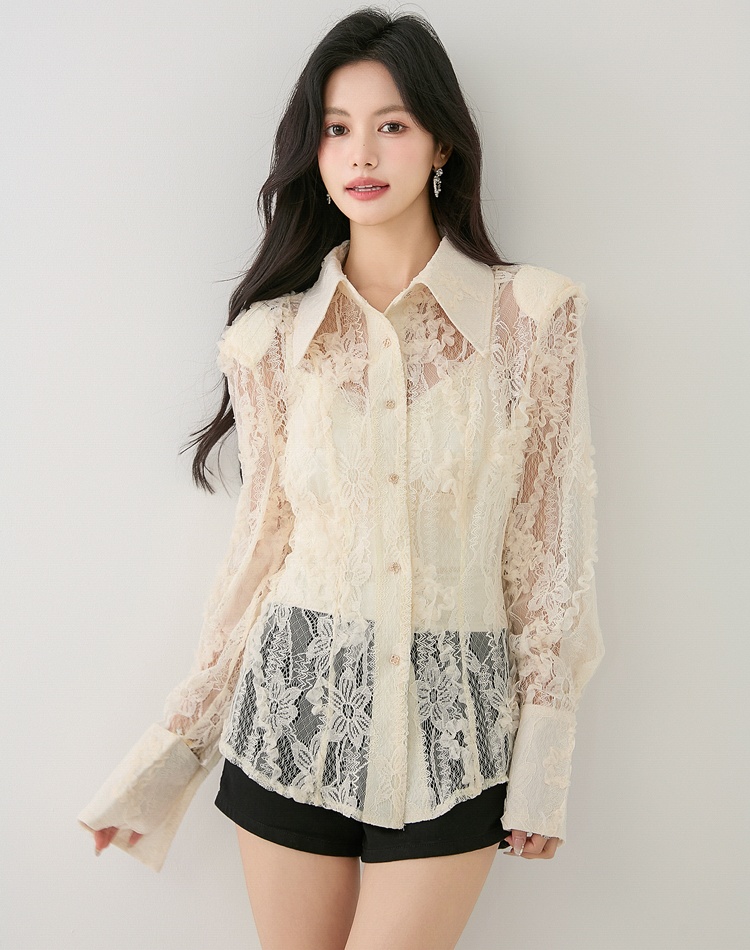 Autumn long sleeve lace shirt temperament speaker small shirt