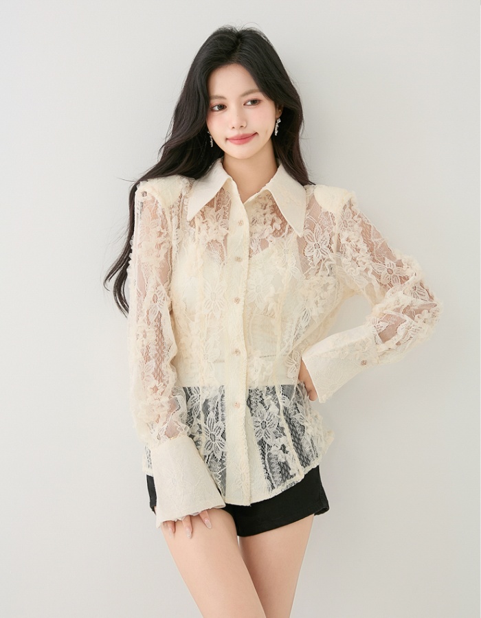 Autumn long sleeve lace shirt temperament speaker small shirt