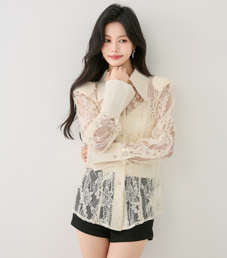 Autumn long sleeve lace shirt temperament speaker small shirt