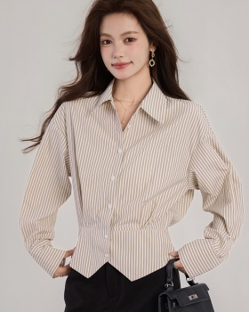Pinched waist commuting tops profession shirt for women