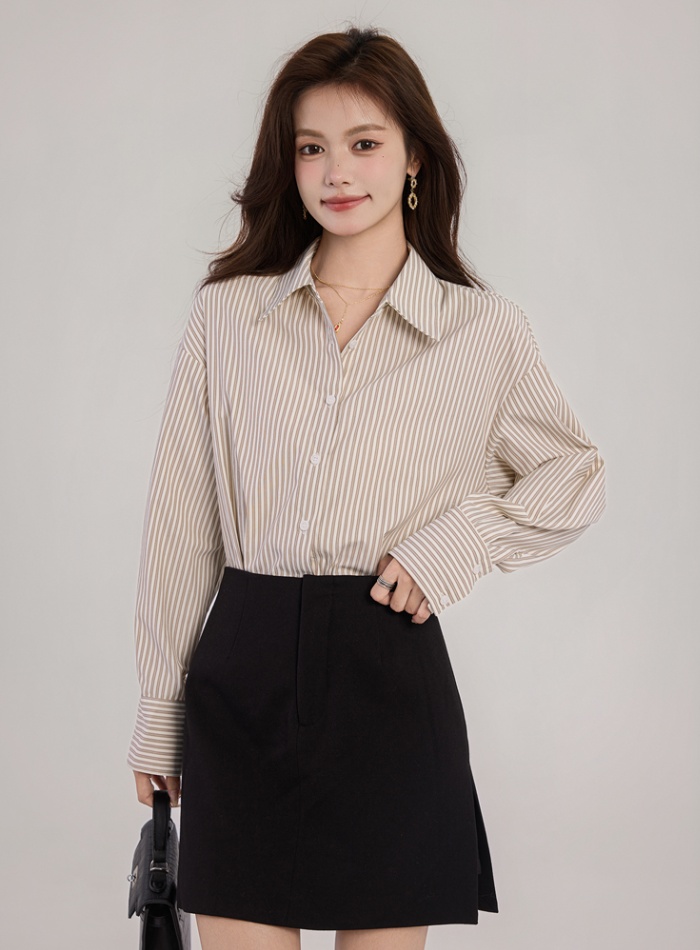 Pinched waist commuting tops profession shirt for women