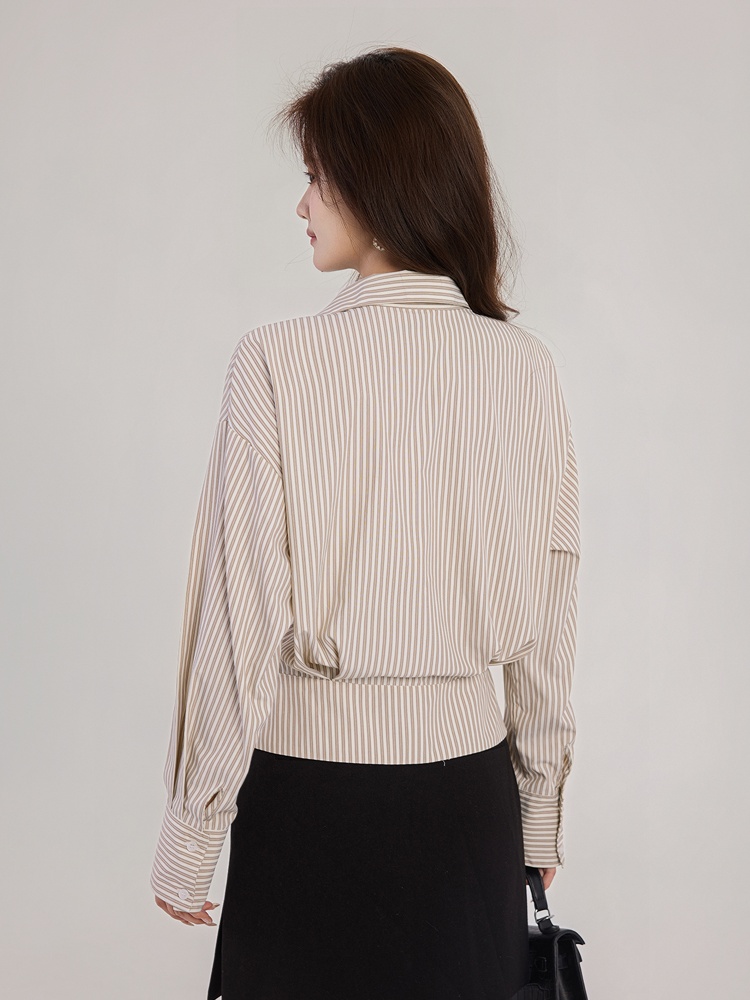 Pinched waist commuting tops profession shirt for women
