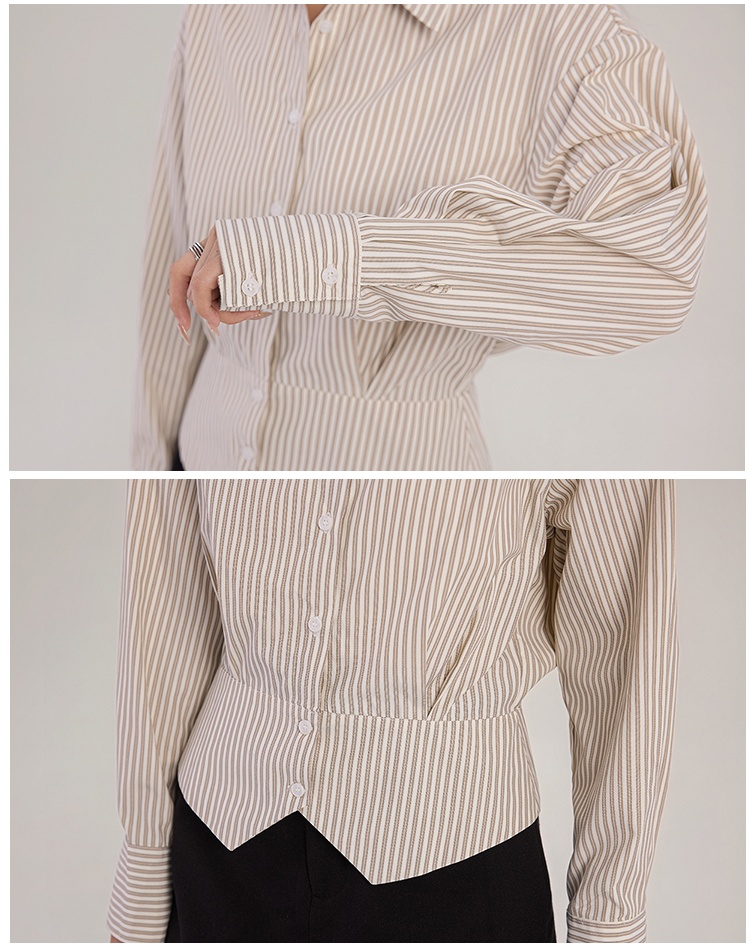 Pinched waist commuting tops profession shirt for women