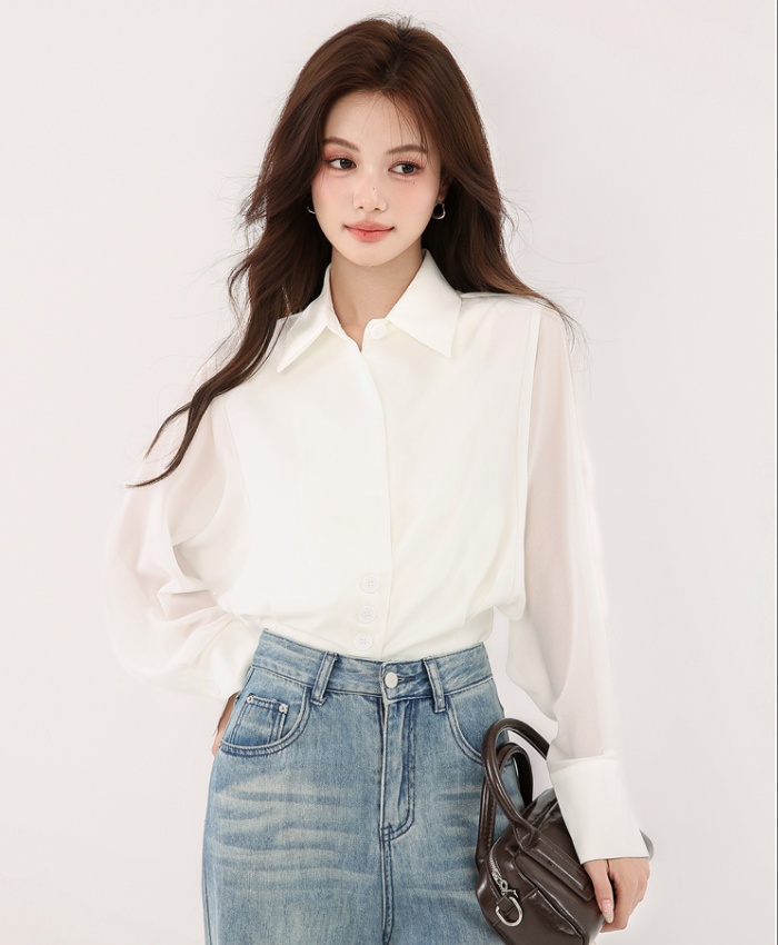 Autumn splice France style tops niche bat sleeve shirt