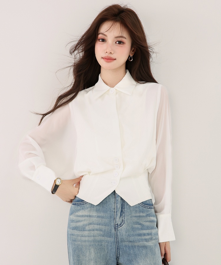 Autumn splice France style tops niche bat sleeve shirt