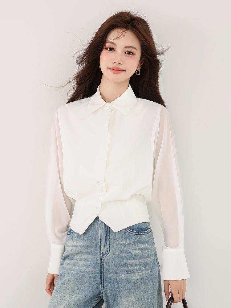 Autumn splice France style tops niche bat sleeve shirt