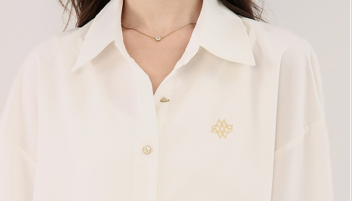 Temperament slim white tops autumn long sleeve shirt