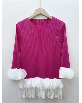 Stereoscopic decoration T-shirt lotus leaf edges coat