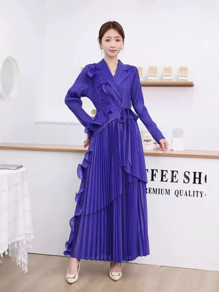 Lotus leaf edges dress bandage long dress for women