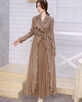 Irregular wood ear long dress bandage dress