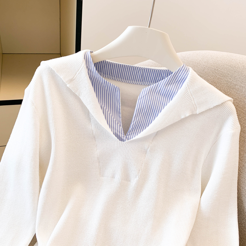 Long sleeve autumn tops fashion collar sweater for women