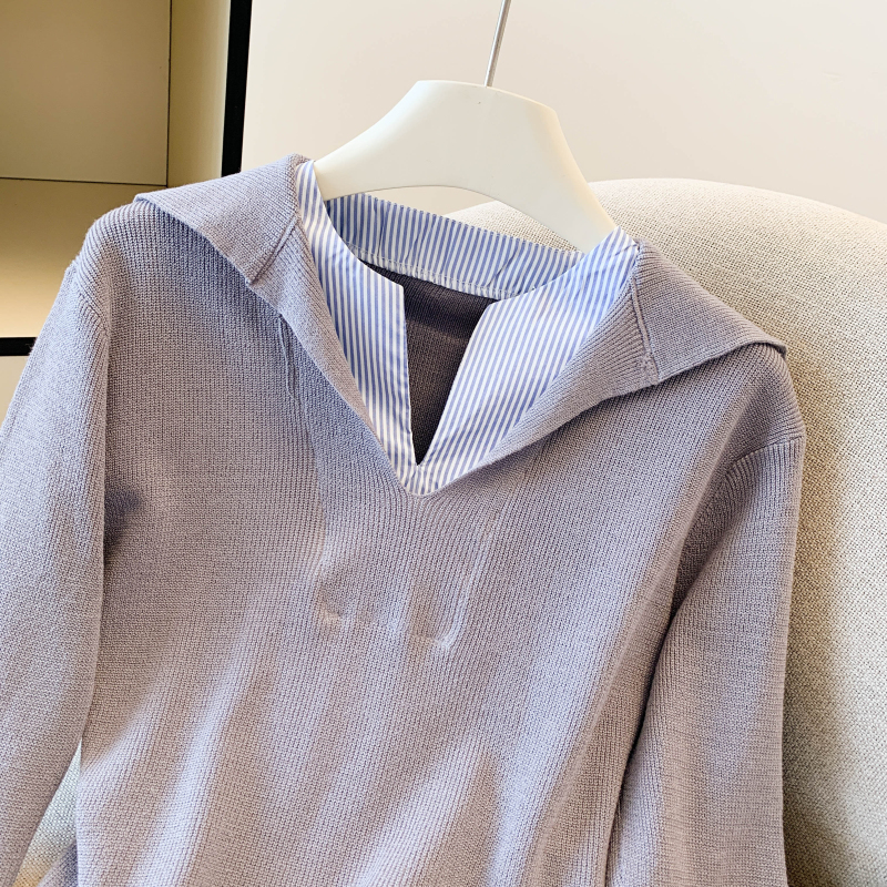 Long sleeve autumn tops fashion collar sweater for women