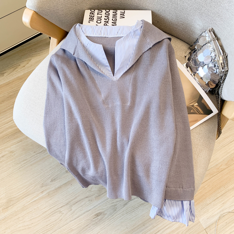 Long sleeve autumn tops fashion collar sweater for women