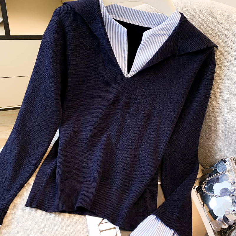 Long sleeve autumn tops fashion collar sweater for women