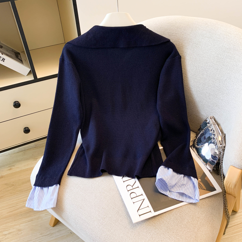 Long sleeve autumn tops fashion collar sweater for women
