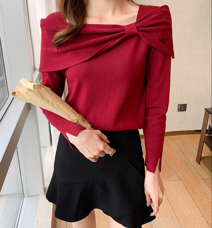 Wears outside slim tops all-match sweater for women