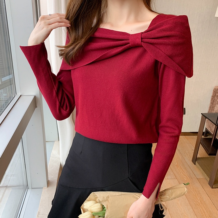 Wears outside slim tops all-match sweater for women