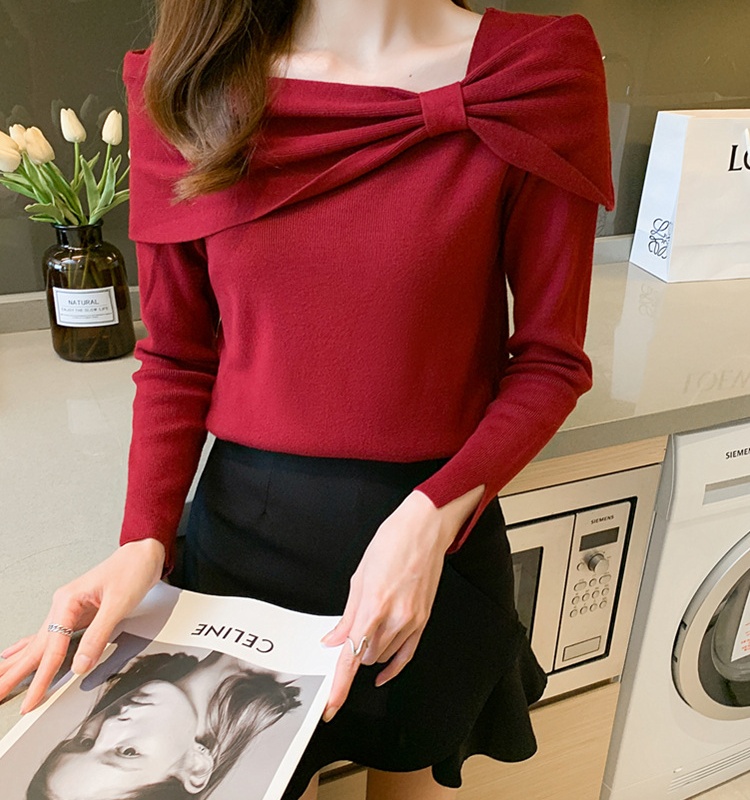Wears outside slim tops all-match sweater for women