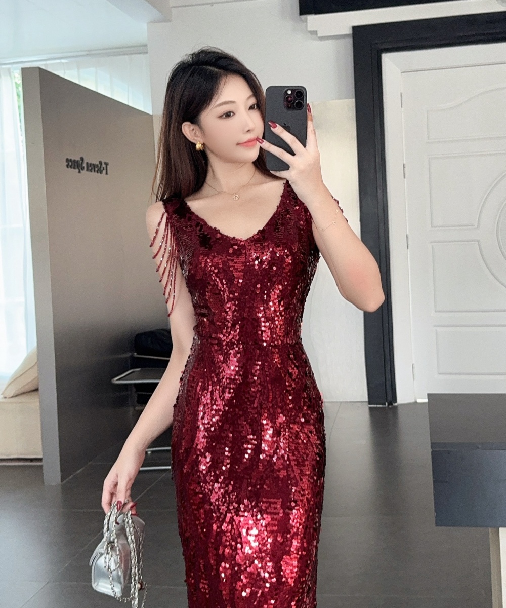 Sequins niche evening dress sexy dress