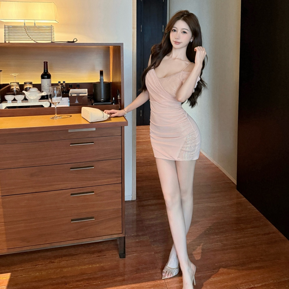 Sexy bottoming sling strapless short dress