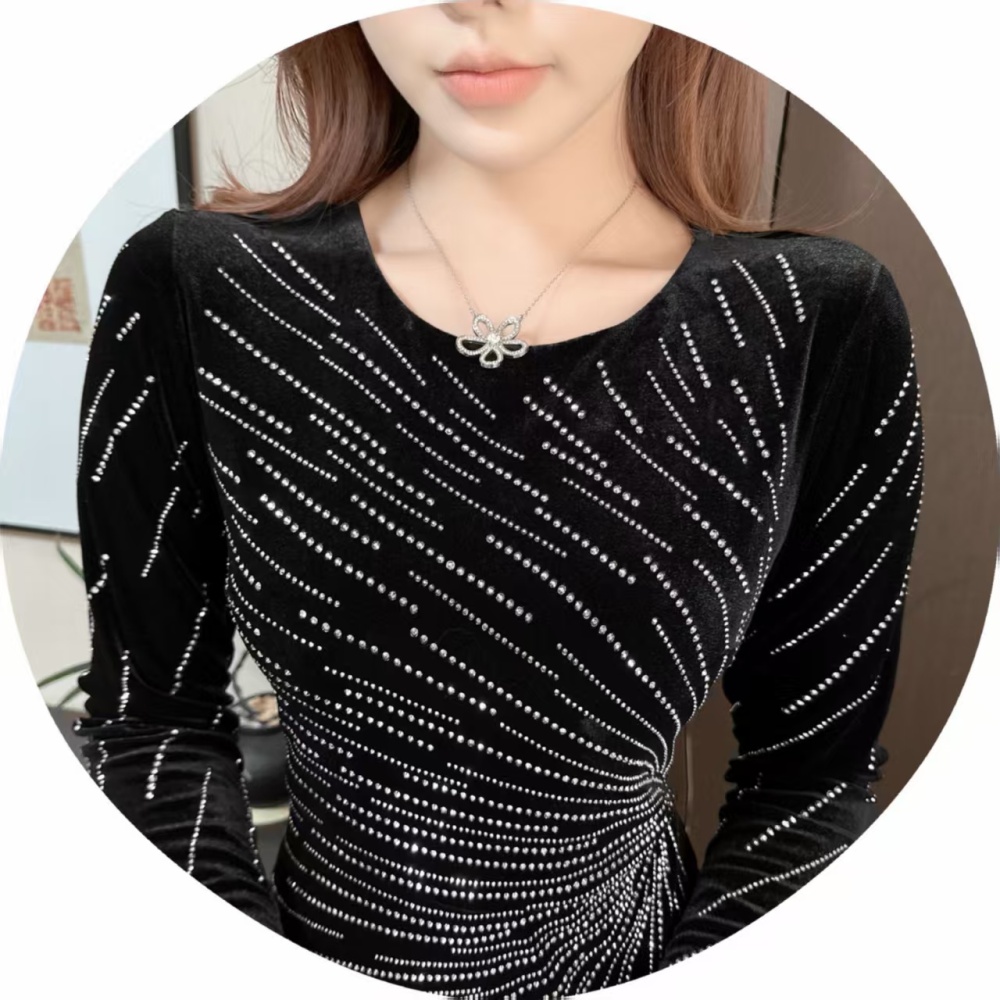Slim sexy package hip dress temperament glitter long dress