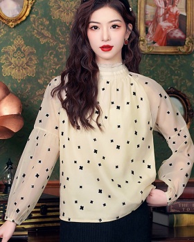 Autumn show young chiffon shirt flocking tops for women