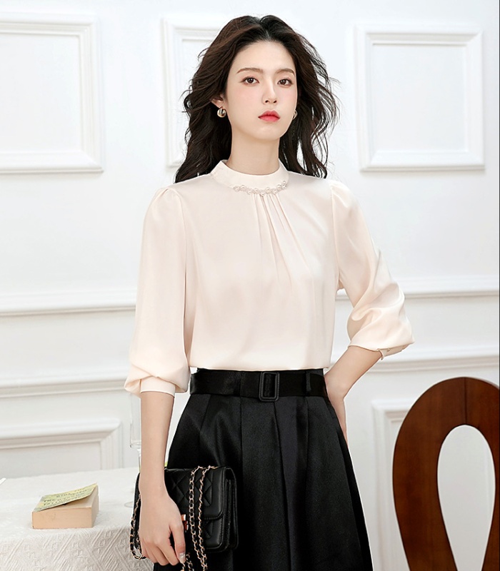 Pure France style shirt satin temperament tops for women