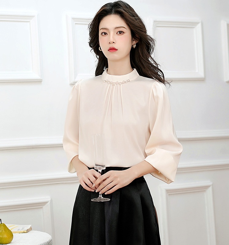 Pure France style shirt satin temperament tops for women