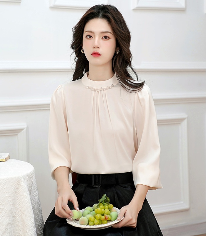 Pure France style shirt satin temperament tops for women