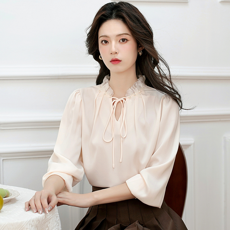 Wood ear commuting shirt long sleeve tops for women