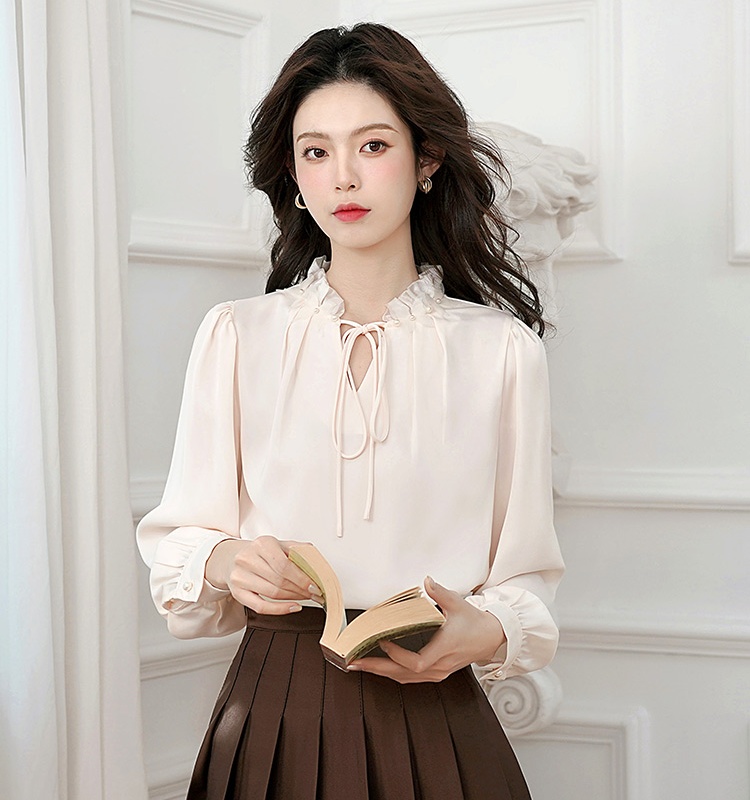 Wood ear commuting shirt long sleeve tops for women