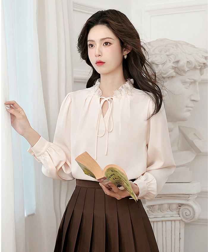 Wood ear commuting shirt long sleeve tops for women