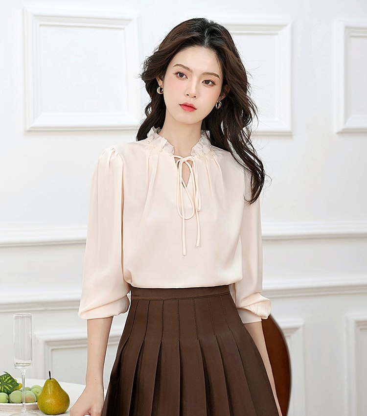 Wood ear commuting shirt long sleeve tops for women