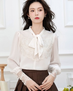 Spring and autumn lace eyelash frenum shirt for women