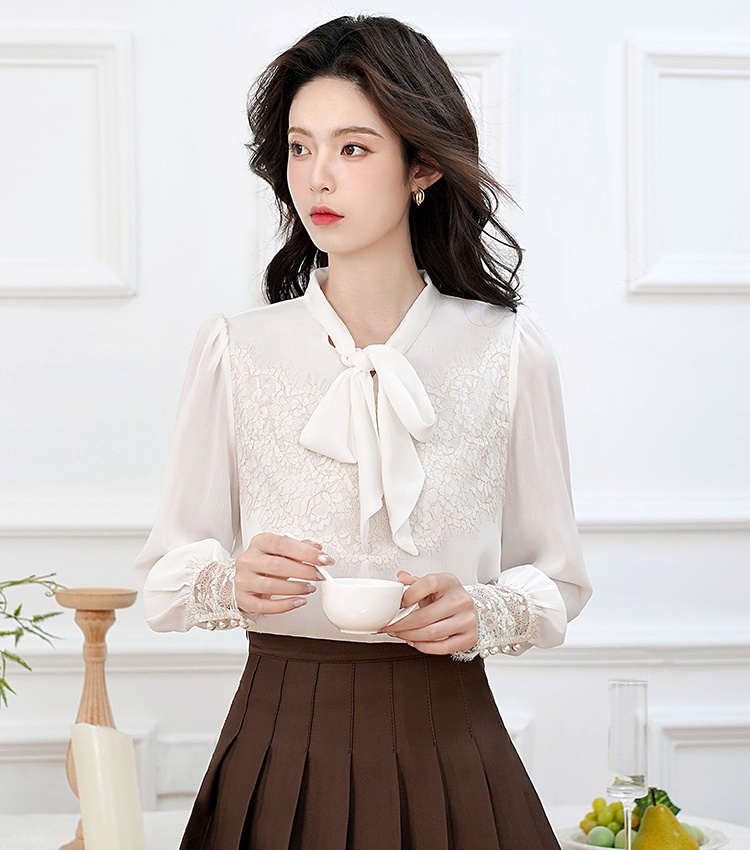 Spring and autumn lace eyelash frenum shirt for women